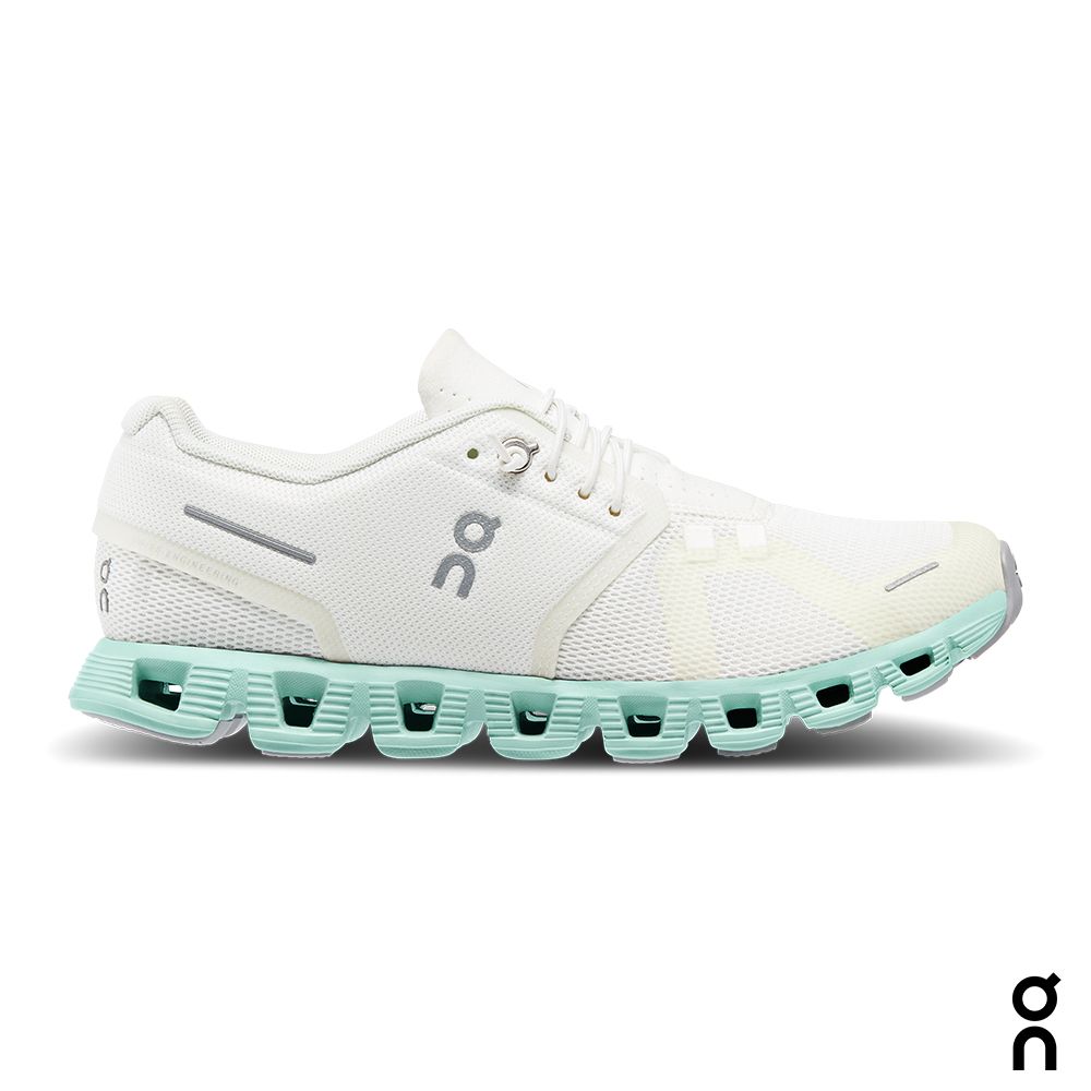 On Cloud 5 Pure White Steam Green (Womens)