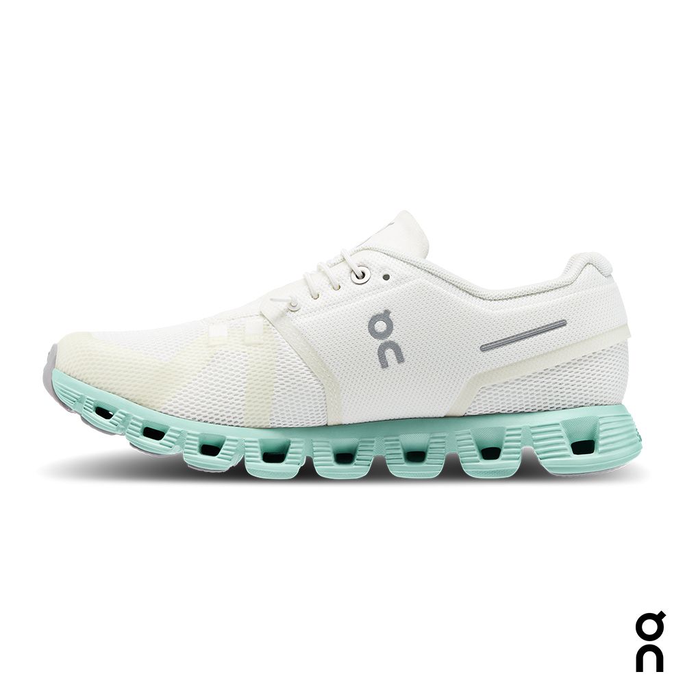 On Cloud 5 Pure White Steam Green (Womens)